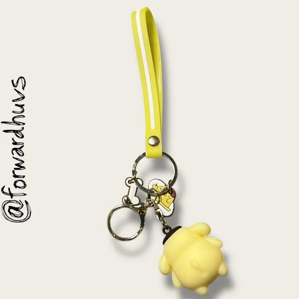 Sanrio Pompompurin Keychain – Yellow Strap with Charms